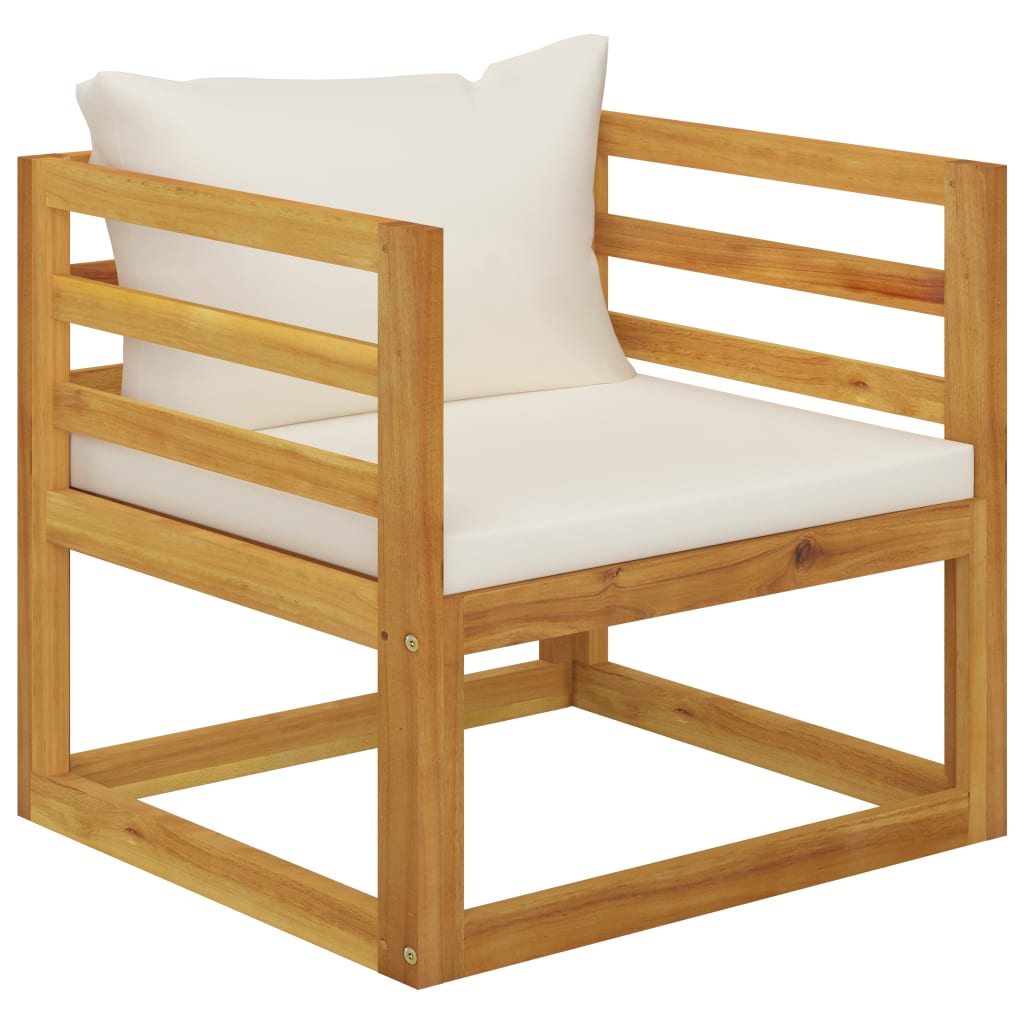 NNEVL Garden Chair with Cream Cushions Solid Acacia Wood