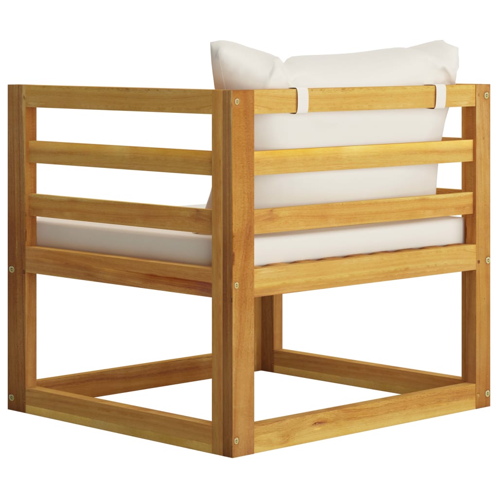 NNEVL Garden Chair with Cream Cushions Solid Acacia Wood