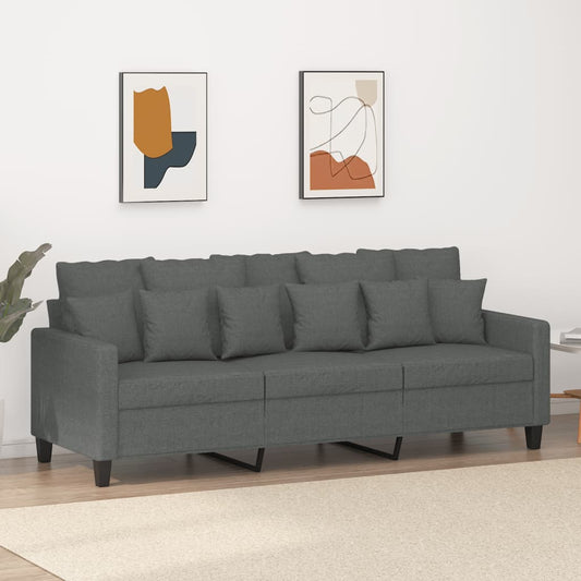 NNEVL 3-Seater Sofa Dark Grey 180 cm Fabric